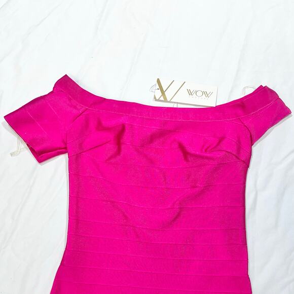WOW Couture Bandage Bodycon Dress Women Small Pink Zipper Formal Night New - Picture 3 of 10